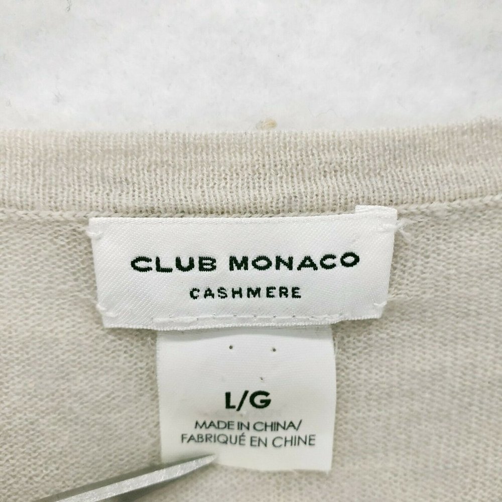 Club Monaco 100% Cashmere Beige Lightweight Knit Top Tie Sleeve Size LARGE - Picture 4 of 7